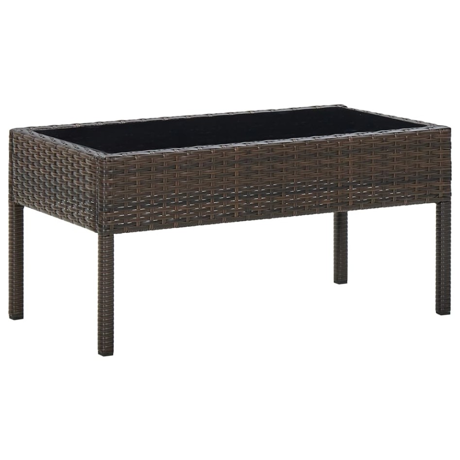 Mesa de jardín ratán sintético marrón 75x40x37