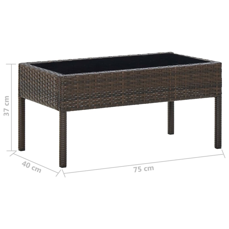 Mesa de jardín ratán sintético marrón 75x40x37