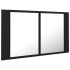 Armario espejo de baño con luz LED acrílico negro 80x12x45