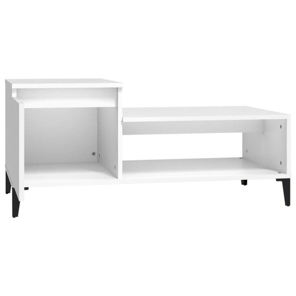 Mesa de centro madera contrachapada blanco 100x50x45