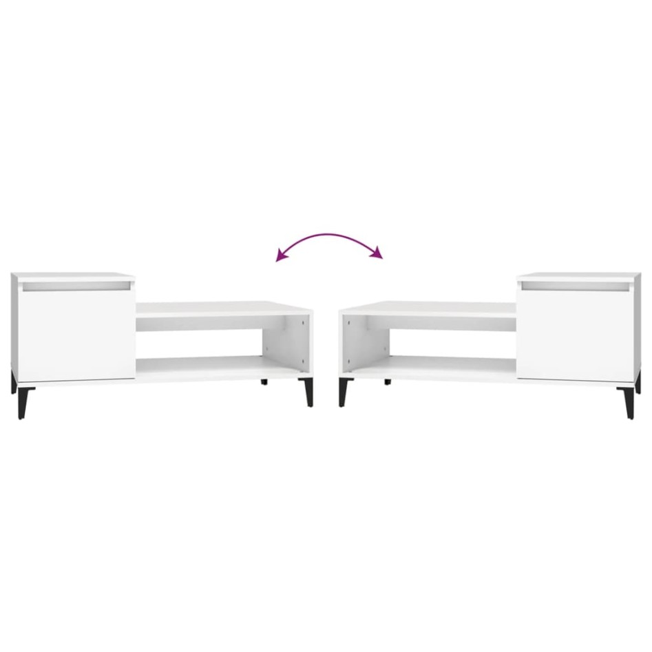 Mesa de centro madera contrachapada blanco 100x50x45