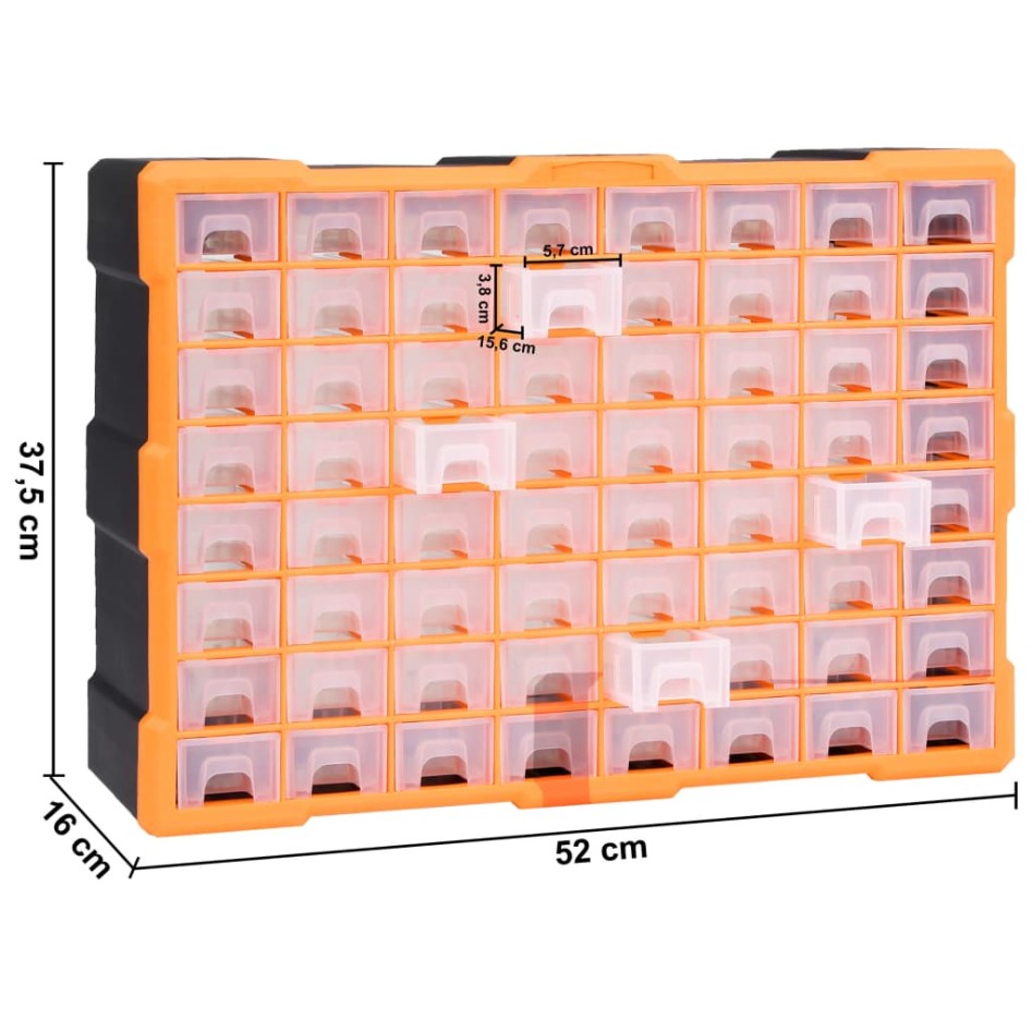 Organizador multicajones con 64 cajones 52x16x37,5