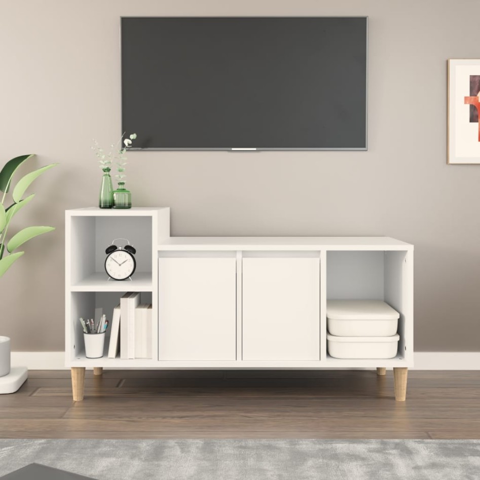 Mueble para TV madera contrachapada blanco 100x35x55
