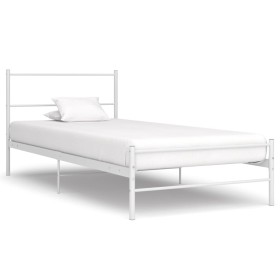 Estructura de cama sin colchón metal blanco 100x200