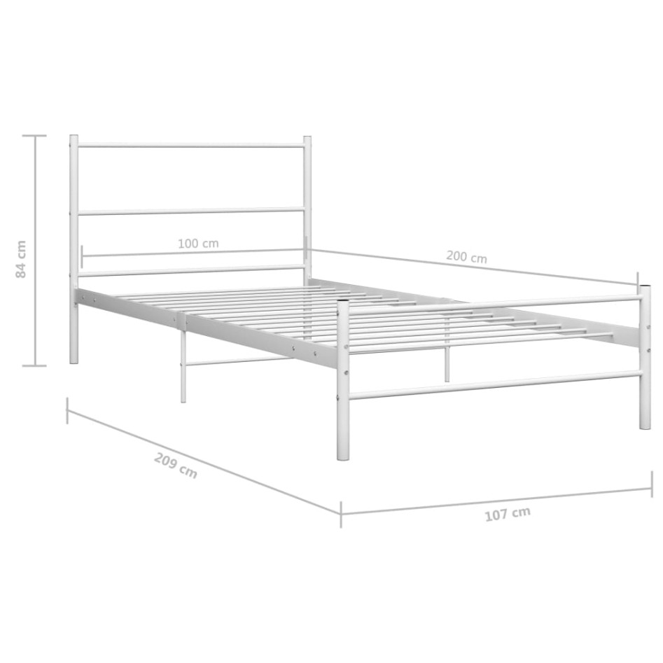 Estructura de cama sin colchón metal blanco 100x200