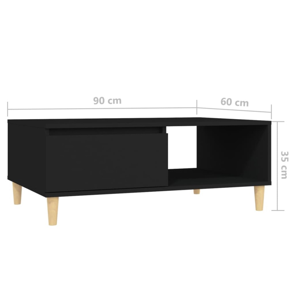 Mesa de centro madera contrachapada negro 90x60x35