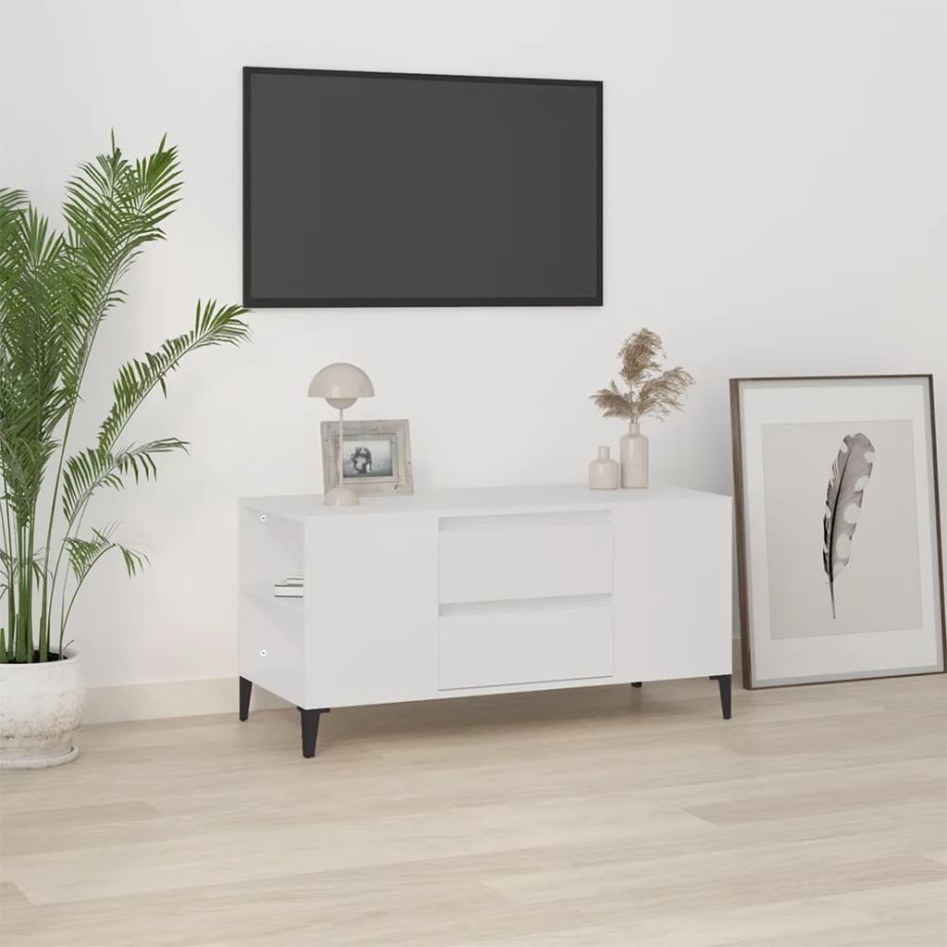 Mueble para TV madera contrachapada blanco 102x44,5x50