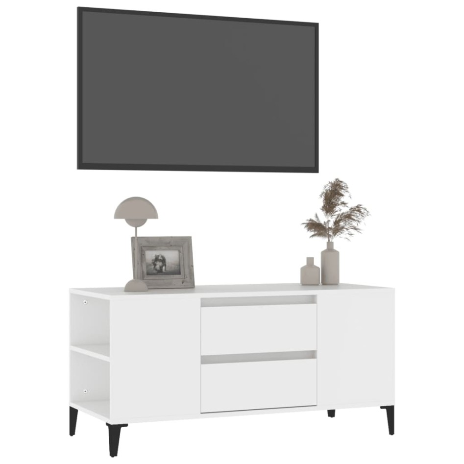 Mueble para TV madera contrachapada blanco 102x44,5x50