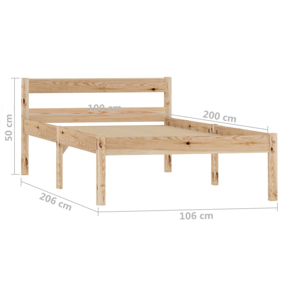 Estructura de cama sin colchón madera maciza de pino 100x200