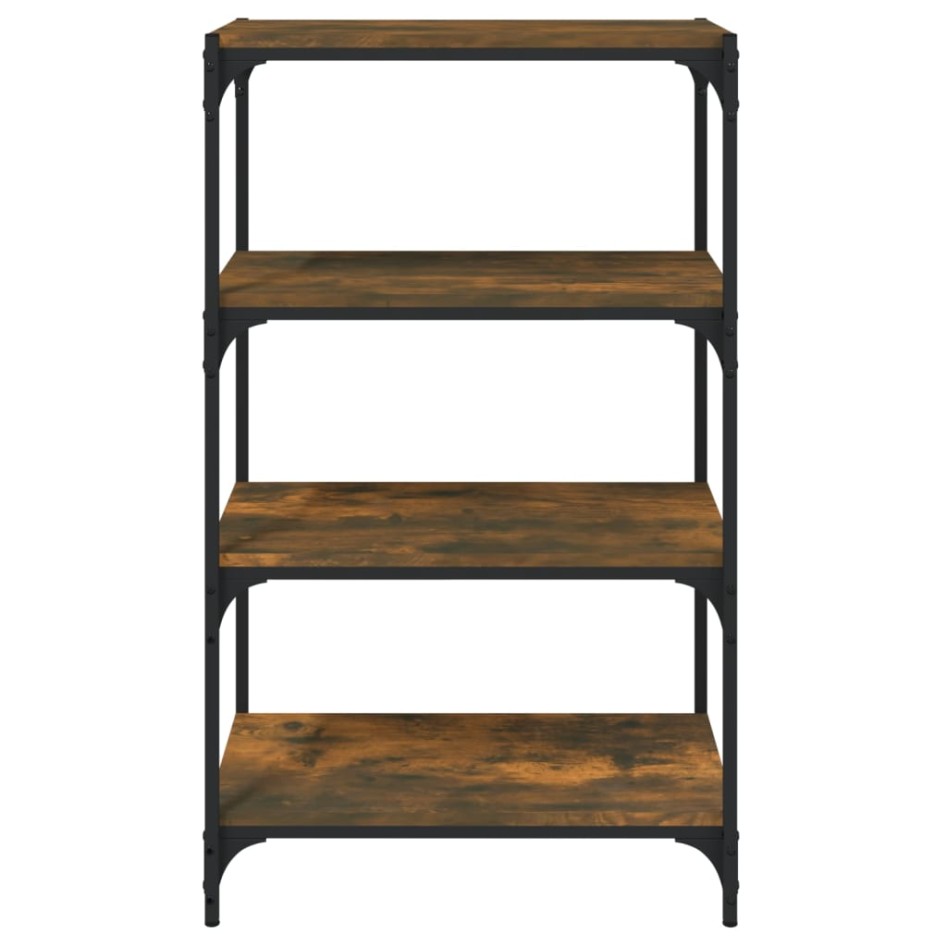 Estantería contrachapada y acero roble ahumado 60x33x100