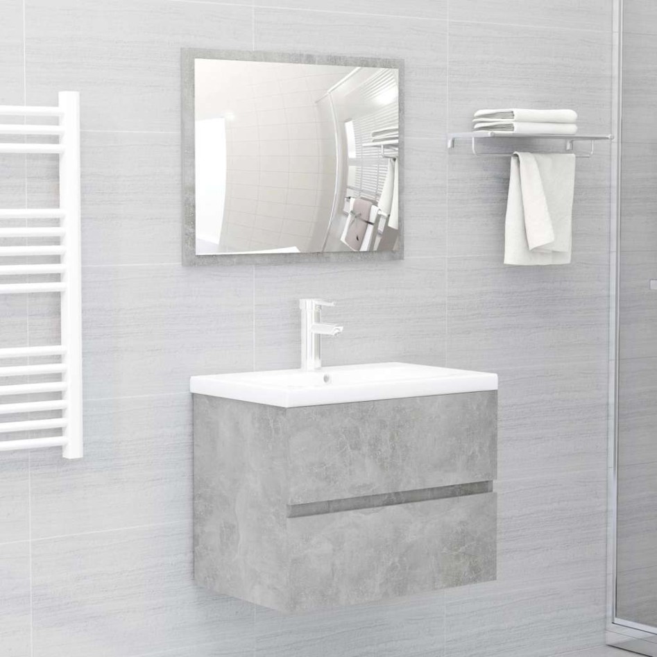 Set muebles de baño 2 piezas madera contrachapada gris