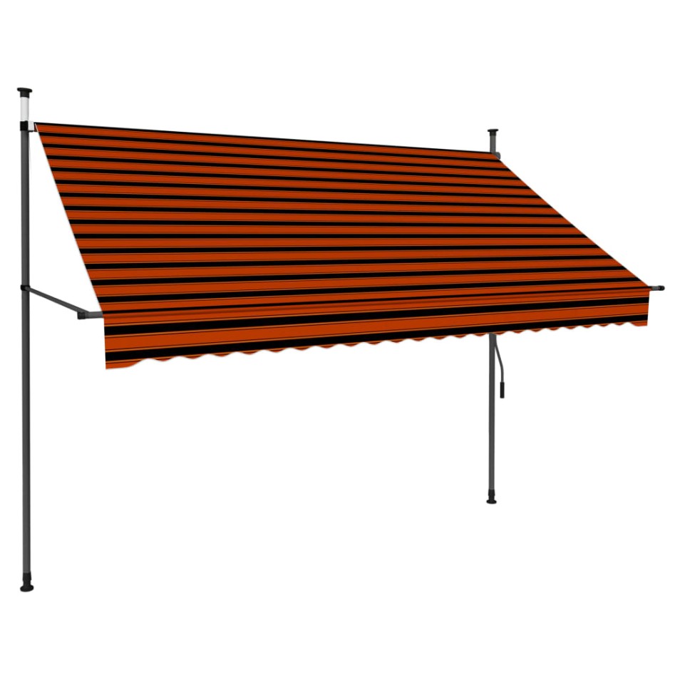 Toldo manual retráctil con LED naranja y marrón 250