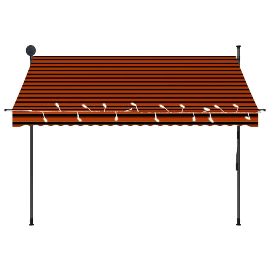 Toldo manual retráctil con LED naranja y marrón 250