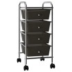Carrito de almacenaje portátil 4 cajones plástico negro