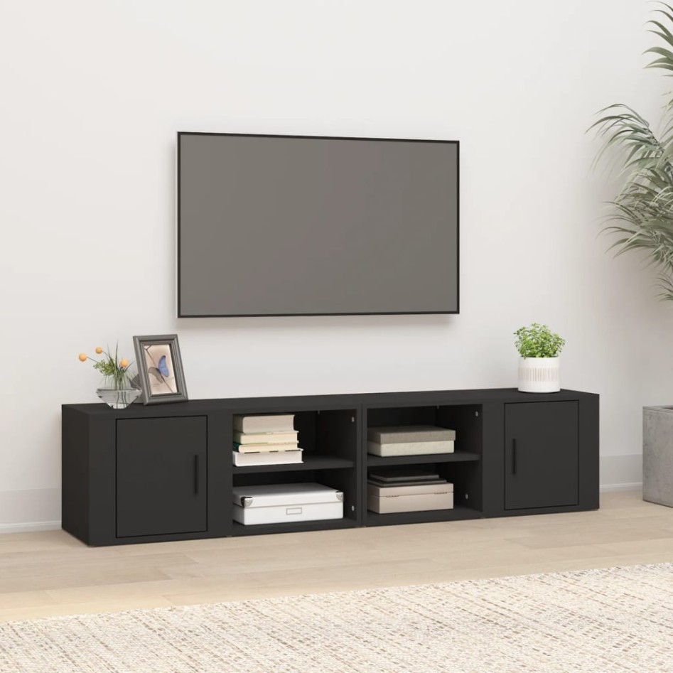 Muebles para TV 2 uds madera contrachapada negro 80x31,5x36