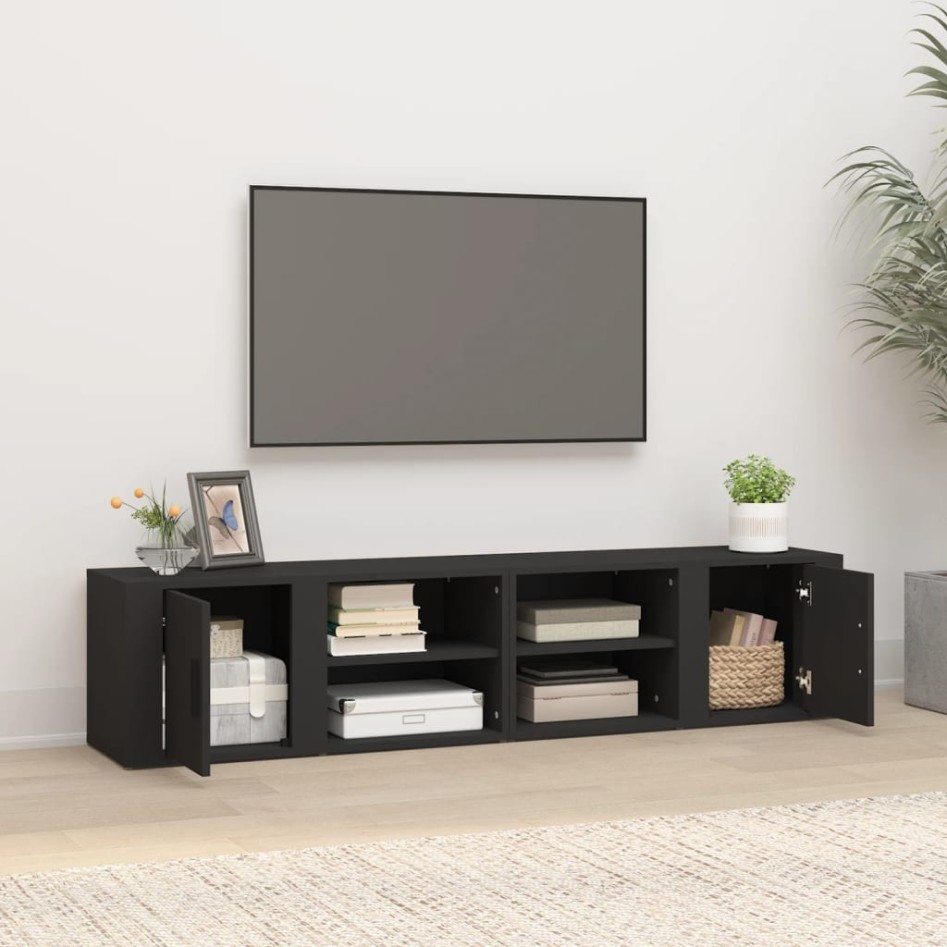 Muebles para TV 2 uds madera contrachapada negro 80x31,5x36