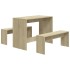 Juego de comedor 3 piezas madera contrachapada roble