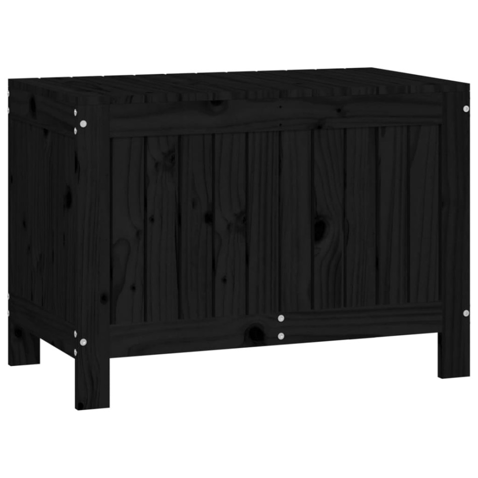 Caja de almacenaje jardín madera de pino negro 76x42,5x54