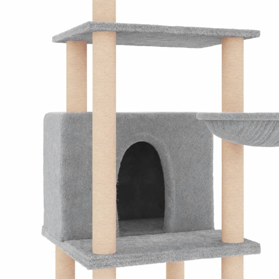 Rascador para gatos con postes de sisal gris claro 132