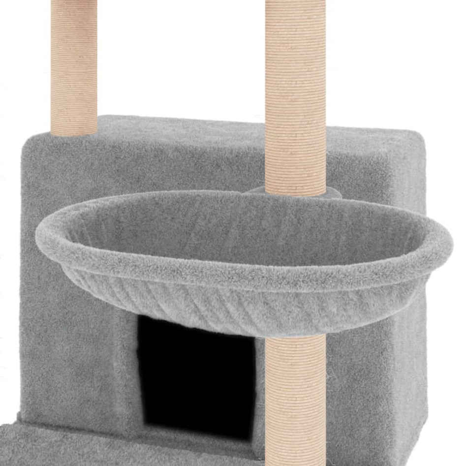 Rascador para gatos con postes de sisal gris claro 132