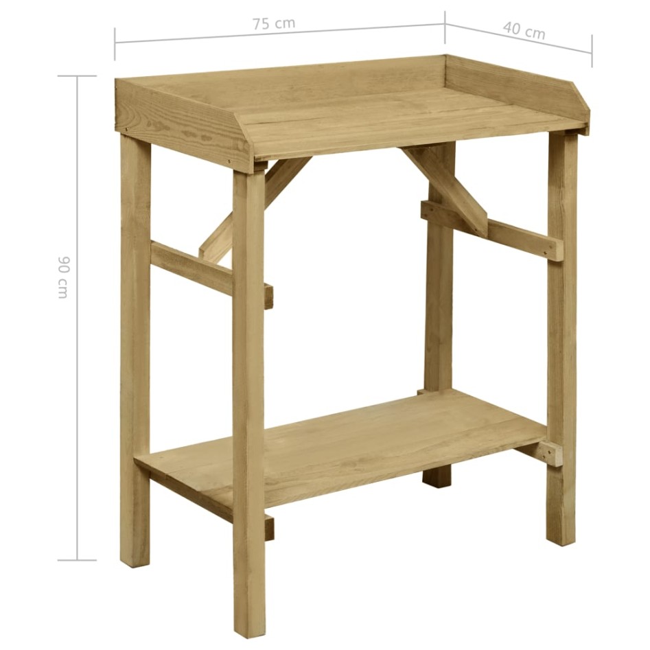 Mesa de jardinera madera de pino impregnada 75x40x90