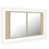Armario espejo de baño LED acrílico roble Sonoma 80x12x45