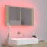Armario espejo de baño LED acrílico roble Sonoma 80x12x45