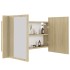 Armario espejo de baño LED acrílico roble Sonoma 80x12x45