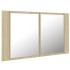 Armario espejo de baño LED acrílico roble Sonoma 80x12x45