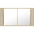 Armario espejo de baño LED acrílico roble Sonoma 80x12x45