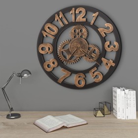 Reloj de pared de metal dorado y negro 58