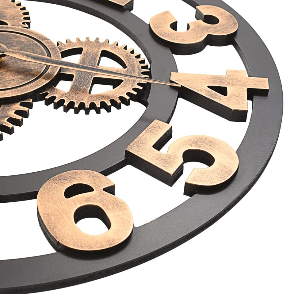 Reloj de pared de metal dorado y negro 58