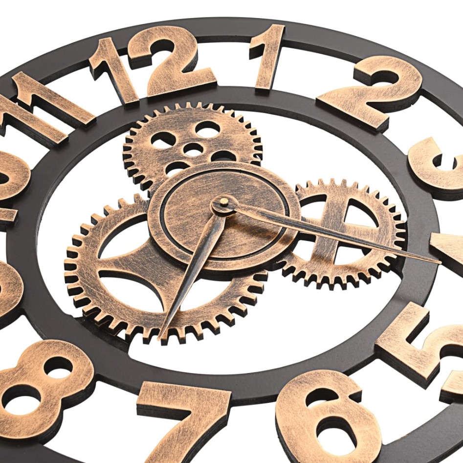 Reloj de pared de metal dorado y negro 58