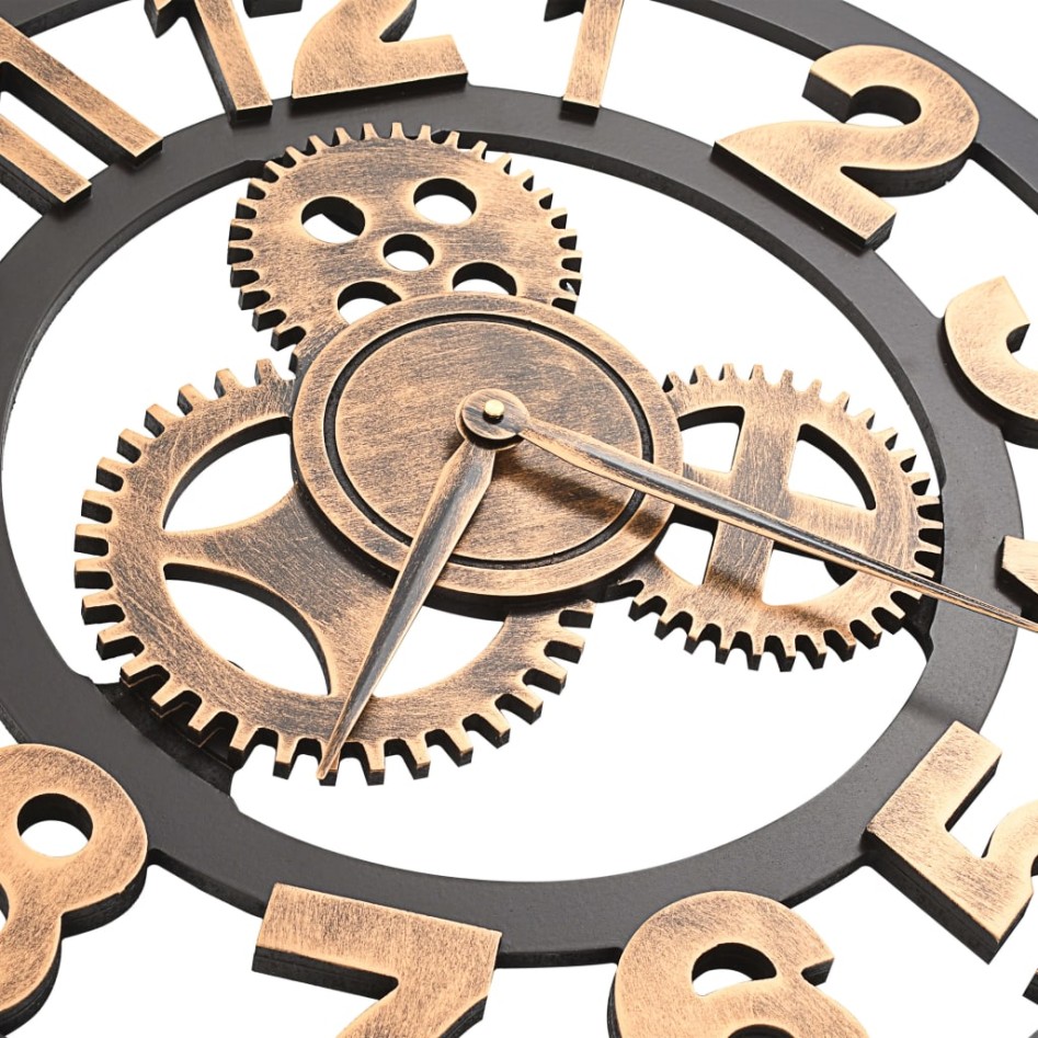 Reloj de pared de metal dorado y negro 58