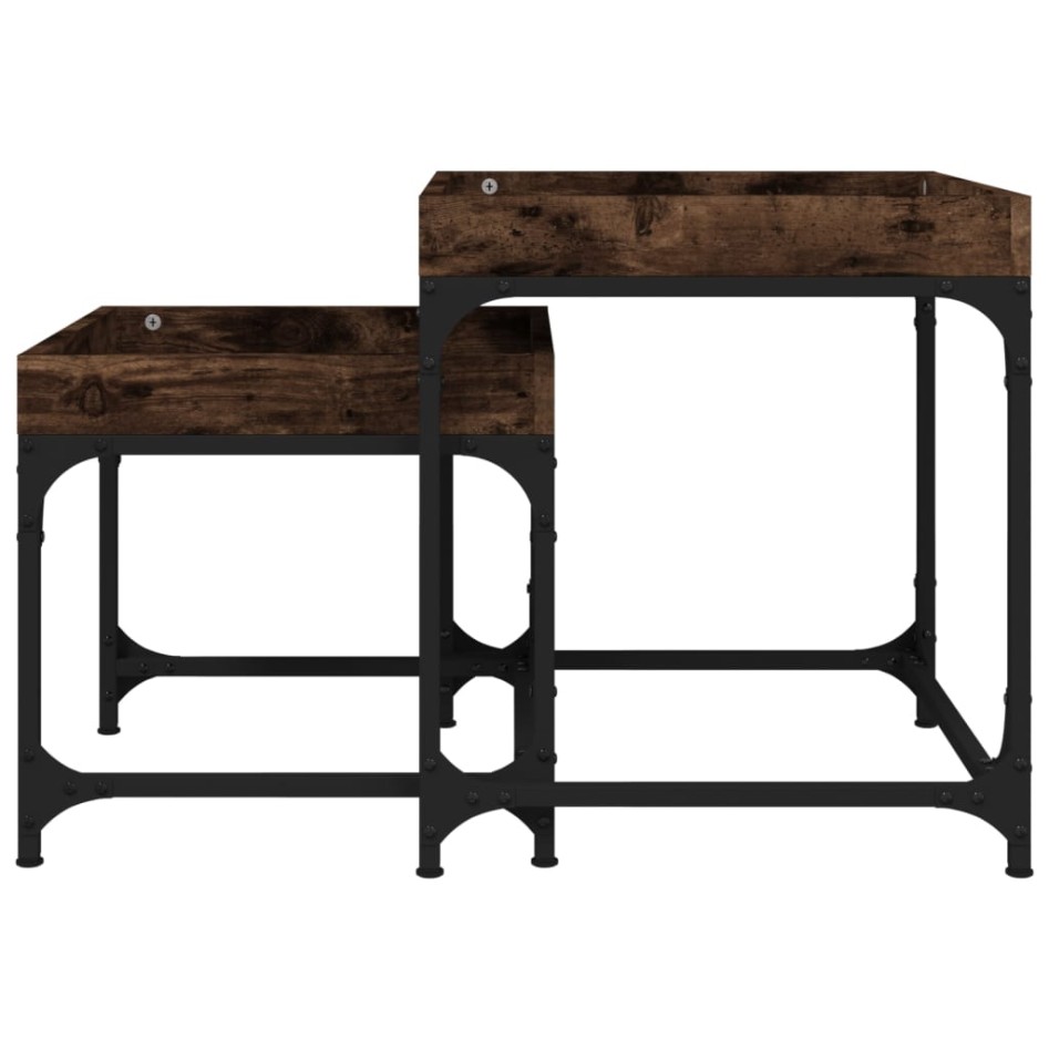 Mesitas auxiliares 3 uds madera contrachapada roble