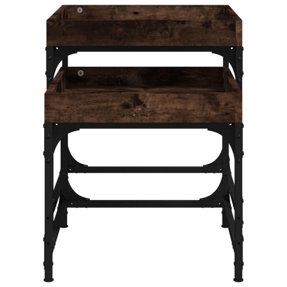 Mesitas auxiliares 3 uds madera contrachapada roble