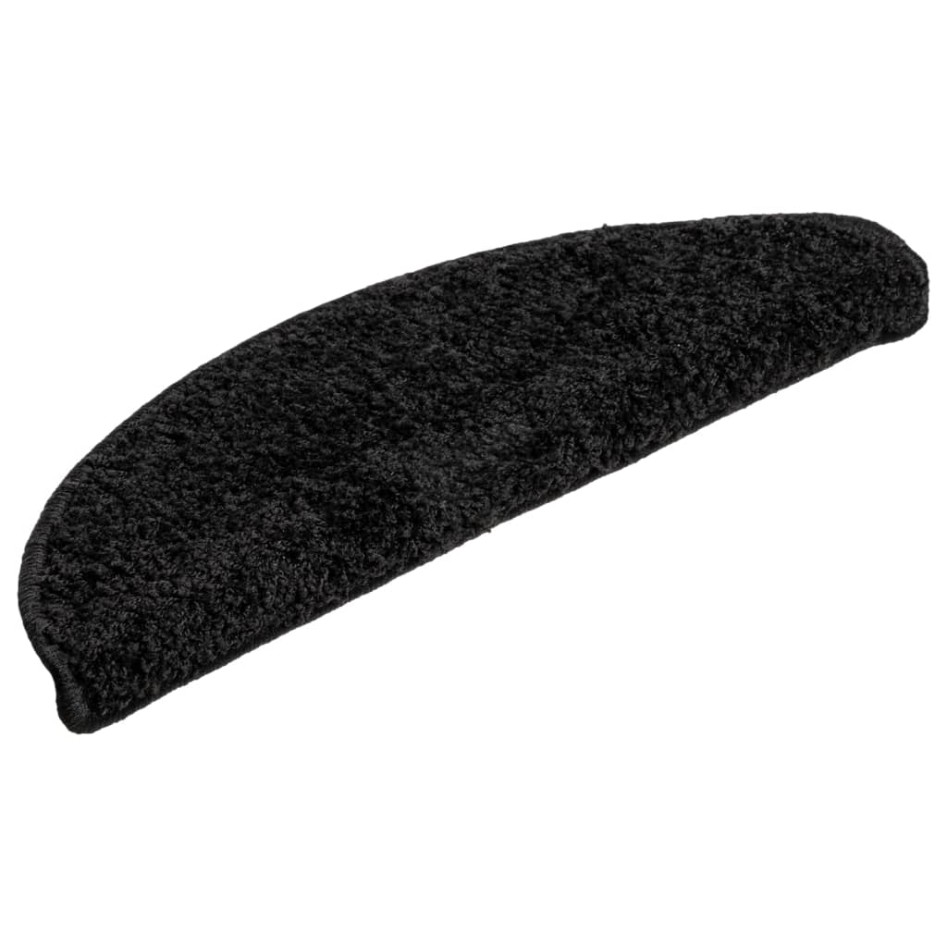 Alfombras de peldaños de escalera 15 uds negro 56x17x3
