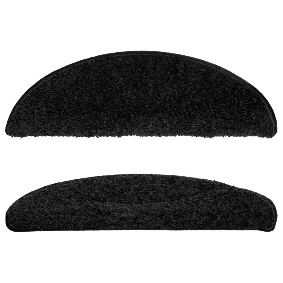 Alfombras de peldaños de escalera 15 uds negro 56x17x3