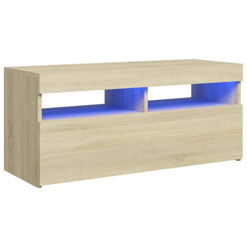 Mueble de TV con luces LED roble Sonoma 90x35x40