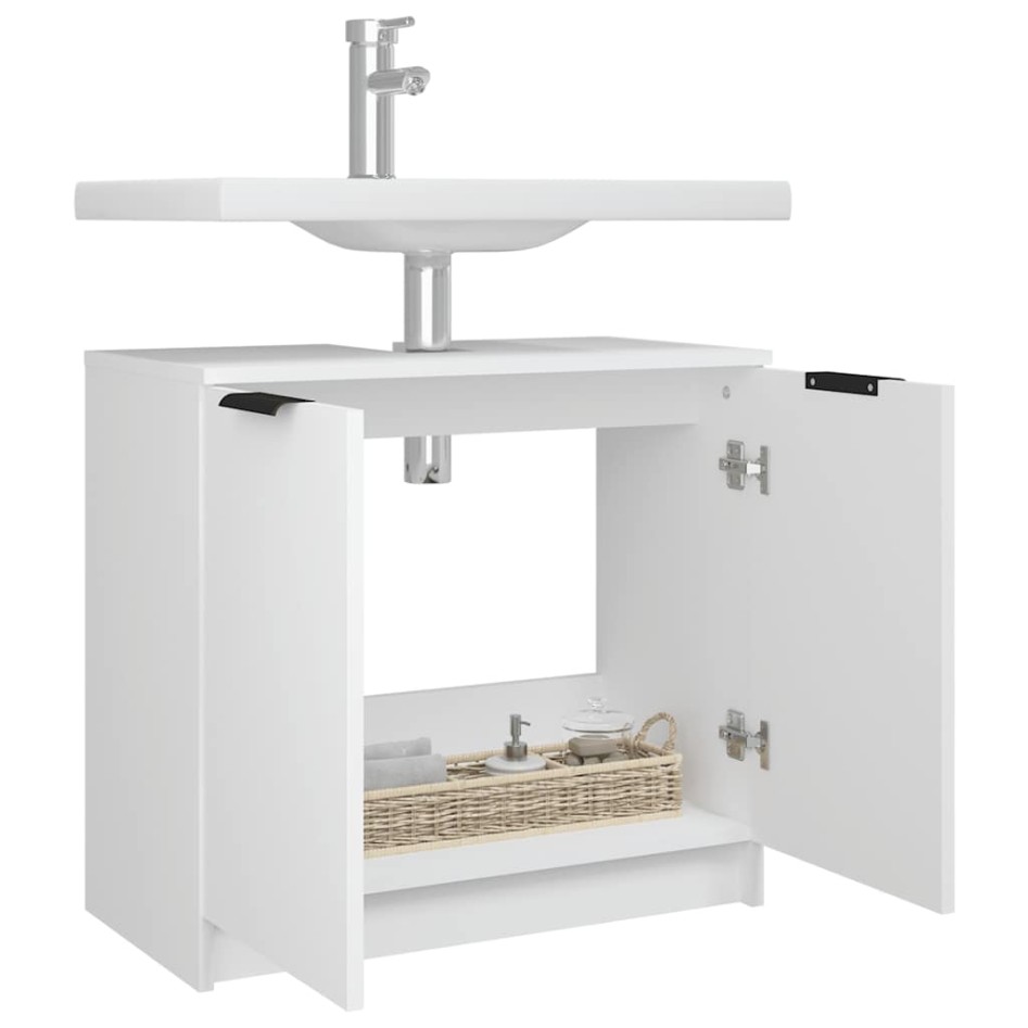Armario de baño madera contrachapada blanco 64,5x33,5x59