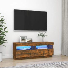Mueble de TV con luces LED roble ahumado 100x35x40