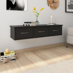 Estante de cajones para pared contrachapada negro