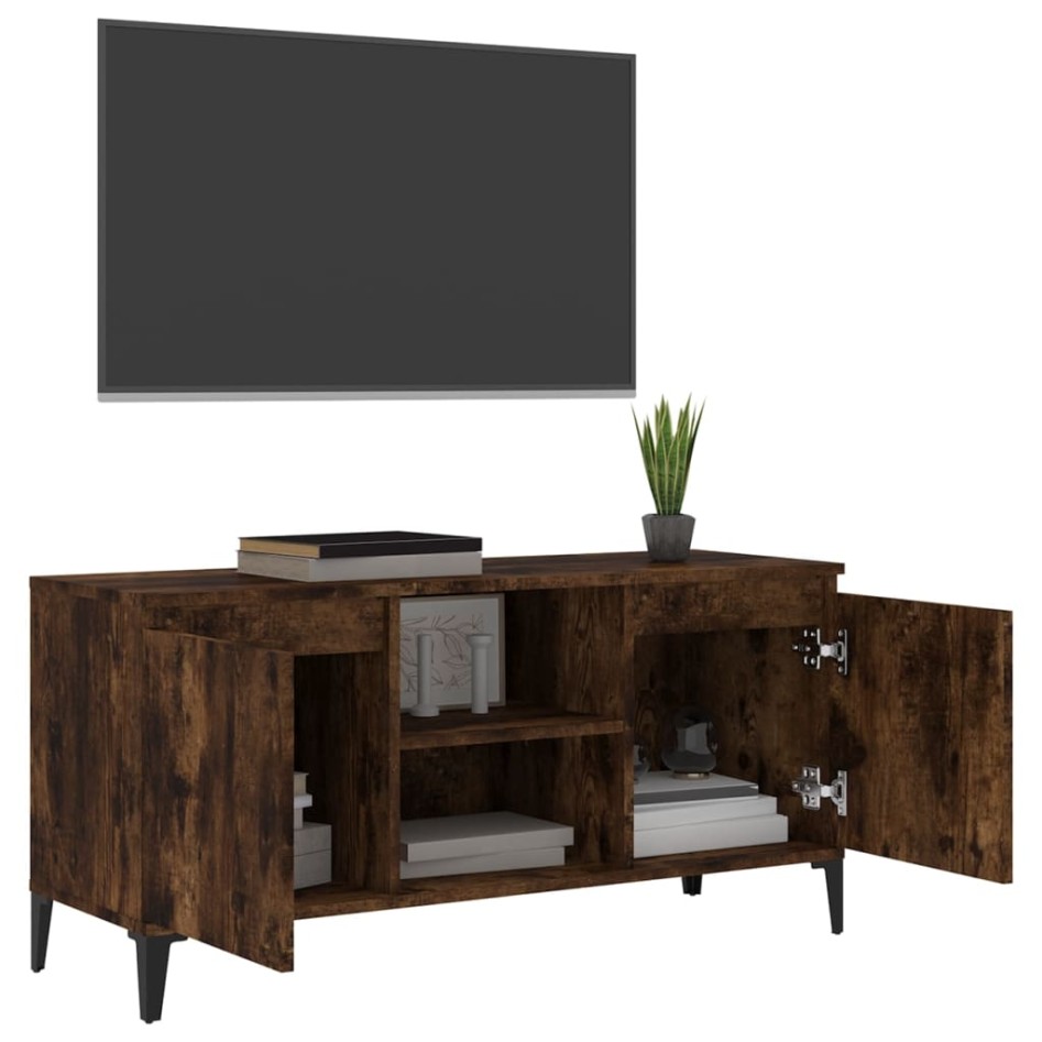 Mueble para TV con patas de metal roble ahumado 103,5x35x50