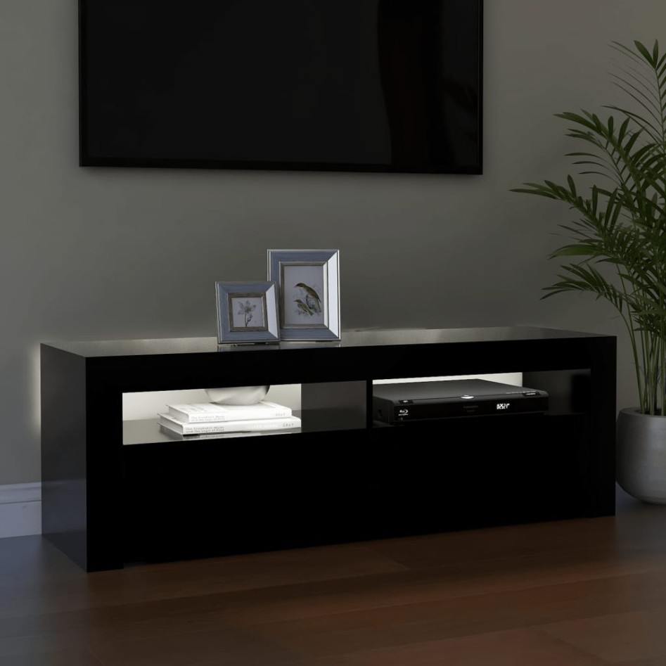 Mueble de TV con luces LED negro 120x35x40