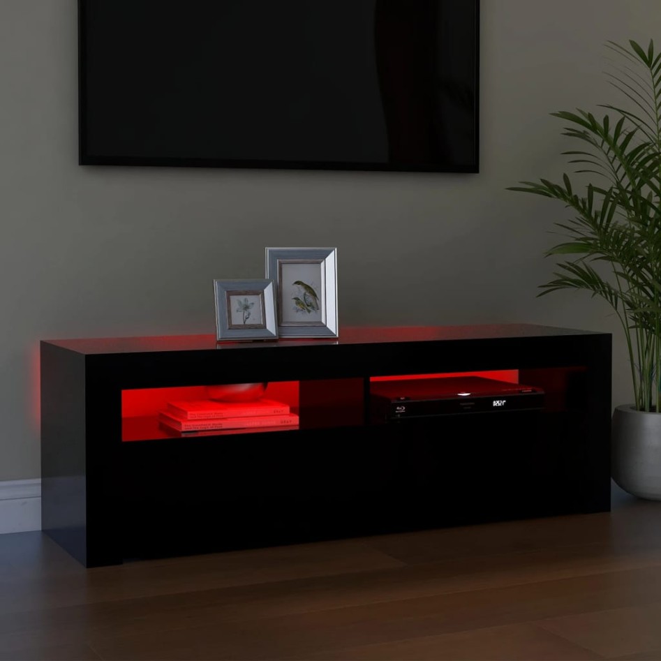 Mueble de TV con luces LED negro 120x35x40