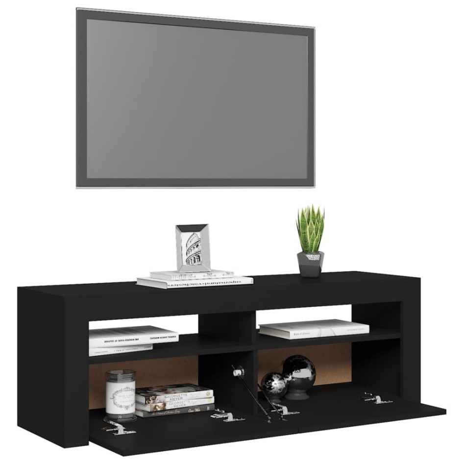 Mueble de TV con luces LED negro 120x35x40