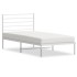 Estructura cama sin colchón con cabecero metal blanco 90x200