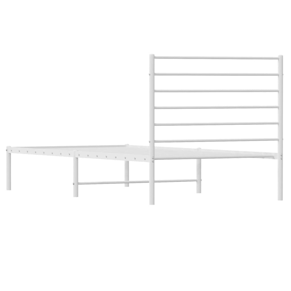 Estructura cama sin colchón con cabecero metal blanco 90x200