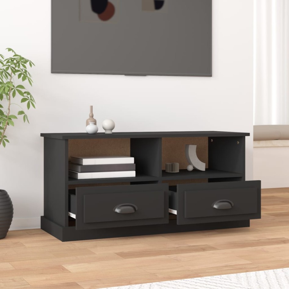 Mueble para TV madera contrachapada negro 93x35,5x45