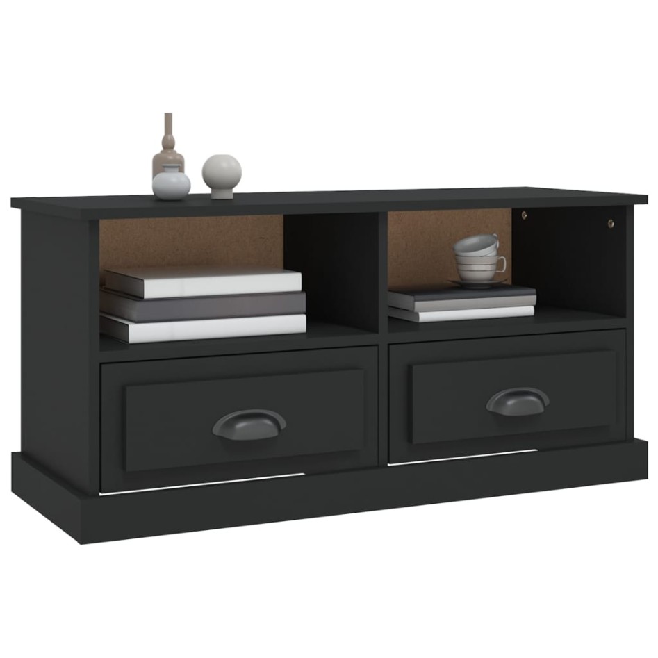 Mueble para TV madera contrachapada negro 93x35,5x45